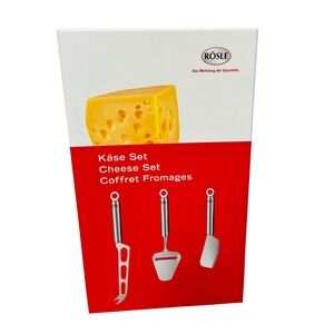 Rosle Cheese Set 3 Piece 18/10 SS Knife Cleaver Slicer Charcuterie Culinary NEW